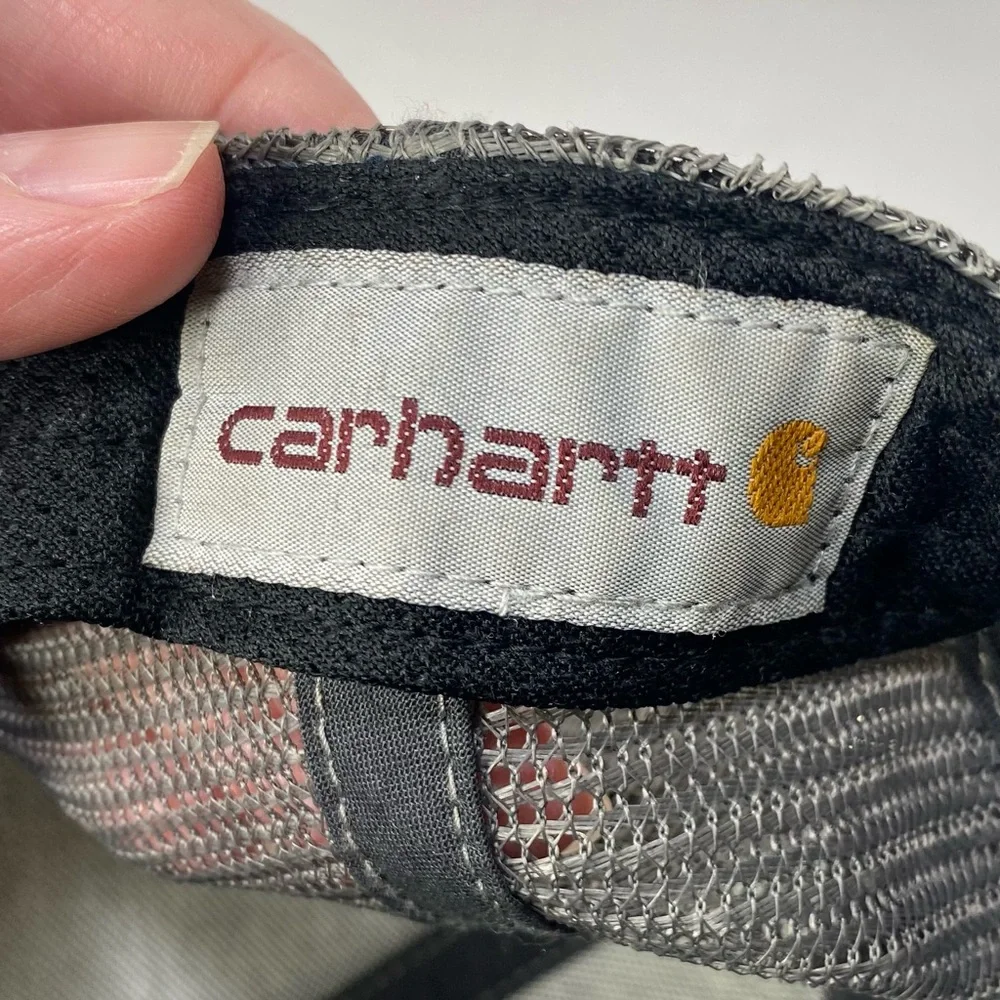 Carhartt Canvas Gray Mesh-Back Trucker Style Embroidered Logo Snapback - Unisex